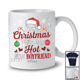 Personalized First Christmas With My Hot New Boyfriend; Amusing Custom Name Couple Red Plaid T-Shirt