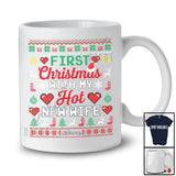 Personalized First Christmas With My Hot New Wife; Amusing Sweater Custom Name Couple Santa T-Shirt