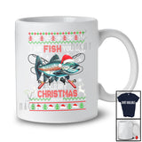 Personalized Fish You A Merry Christmas; Fantastic Sweater Santa Salmon; Custom Name Fishing T-Shirt