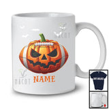 Personalized Football Pumpkin Face, Humorous Halloween Custom Name Football Player T-Shirt