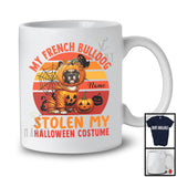 Personalized French Bulldog Stolen My Halloween Costume; Scary Pumpkin Face; Custom Name T-Shirt