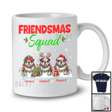 Personalized Friendsmas Squad; Awesome Christmas Lights Custom Name Three Bulldog T-Shirt