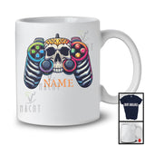 Personalized Game Controller Skull Bones; Halloween Gaming Lover; Custom Name Gamer T-Shirt