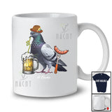 Personalized German Pigeon Drinking Beer; Cheerful Festival Oktoberfest; Custom Name Family T-Shirt