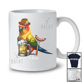 Personalized German Sun Conure Drinking Beer; Cheerful Festival Oktoberfest; Custom Name Family T-Shirt