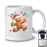 Personalized Gingerbread Playing Badminton; Joyful Christmas Custom Name Sport Player; Baker T-Shirt