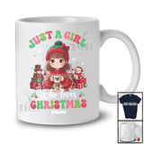 Personalized Girl Who Loves Christmas; Lovely Custom Name Little Girl Drink Coffee; Groovy T-Shirt