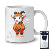 Personalized Goat Pumpkin Cosplay; Humorous Halloween Custom Name Goat; Farm Animal T-Shirt