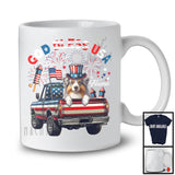 Personalized God Bless USA, Lovely 4th Of July Custom Name Australian Shepherd On Pickup Truck, Patriotic T-Shirt