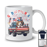 Personalized God Bless USA, Lovely 4th Of July Custom Name Beagle On Pickup Truck, Patriotic T-Shirt