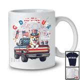 Personalized God Bless USA, Lovely 4th Of July Custom Name Corgi On Pickup Truck, Patriotic T-Shirt