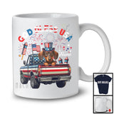 Personalized God Bless USA, Lovely 4th Of July Custom Name Dachshund On Pickup Truck, Patriotic T-Shirt