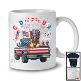 Personalized God Bless USA, Lovely 4th Of July Custom Name German Shepherd On Pickup Truck, Patriotic T-Shirt