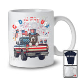 Personalized God Bless USA, Lovely 4th Of July Custom Name Pit Bull On Pickup Truck, Patriotic T-Shirt