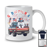 Personalized God Bless USA, Lovely 4th Of July Custom Name Samoyed On Pickup Truck, Patriotic T-Shirt