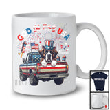 Personalized God Bless USA, Lovely 4th Of July Custom Name St. Bernard On Pickup Truck, Patriotic T-Shirt