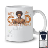 Personalized God Everything Is Possible; Proud Black History African Men; Custom Name Afro T-Shirt