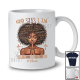 Personalized God Says I Am Unique; Lovely Black History Month Melanin Custom Name Girl; Afro T-Shirt