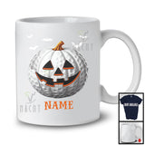 Personalized Golf Pumpkin Face, Humorous Halloween Custom Name Golf Player T-Shirt