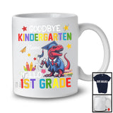 Personalized Goodbye Kindergarten Hello 1st Grade, Joyful Summer Vacation T-Rex, Custom Name Graduate T-Shirt