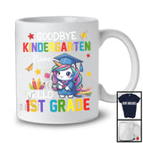 Personalized Goodbye Kindergarten Hello 1st Grade, Joyful Summer Vacation Unicorn, Custom Name Graduate T-Shirt