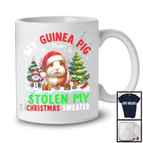 Personalized Guinea Pig Stolen My Christmas Sweater; Cute X-mas Tree Custom Name Snowing T-Shirt