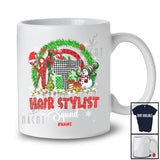 Personalized Hair Stylist Squad; Fantastic Christmas Custom Name Hair Stylist; Plaid Rainbow Snowman T-Shirt