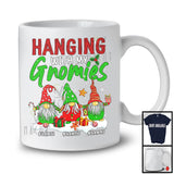 Personalized Hanging With My Gnomies; Humorous Christmas Custom Name 3 Gnomes; Family T-Shirt