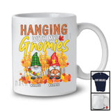 Personalized Hanging With My Gnomies; Lovely Thanksgiving Custom Name 2 Gnomes Plaid T-Shirt