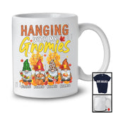 Personalized Hanging With My Gnomies; Lovely Thanksgiving Custom Name 4 Gnomes Plaid T-Shirt