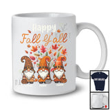 Personalized Happy Fall Y'all; Amazing Thanksgiving Custom Name Three Gnomes; Fall Tree T-Shirt