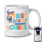 Personalized Happy First Day Of School, Lovely Summer Vacation Custom Name Boy, Flowers Students T-Shirt