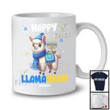 Personalized Happy Llamakkah; Lovely Hanukkah Menorah On Llama; Custom Name Family T-Shirt