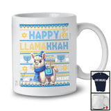 Personalized Happy Llamakkah; Lovely Hanukkah Menorah Sweater Llama; Custom Name Family T-Shirt