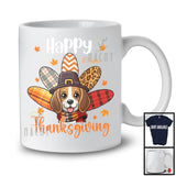 Personalized Happy Thanksgiving; Adorable Custom Name Beagle Plaid Turkey Tail; Family T-Shirt