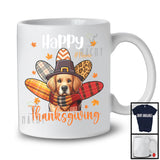 Personalized Happy Thanksgiving; Adorable Custom Name Golden Retriever Plaid Turkey Tail; Family T-Shirt