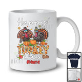Personalized Happy Turkey Day, Lovely Thanksgiving Couple Turkeys Pumpkin, Custom Name Family T-Shirt