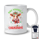 Personalized Have Yourself A Mooey Christmas; Amazing Custom Name Cow Flower; Farmer T-Shirt