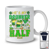 Personalized He's My Drunker Half; Joyful St. Patrick's Day 3 Glasses Drinking; Custom Name Couple T-Shirt