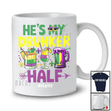 Personalized He's My Drunker Half; Wonderful Mardi Gras Custom Name Drinking; Couple Parade T-Shirt