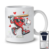 Personalized Heart Playing Baseball; Joyful Valentine Hearts Sunglasses; Custom Name Player T-Shirt