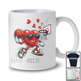 Personalized Heart Playing Basketball; Joyful Valentine Hearts Sunglasses; Custom Name Player T-Shirt