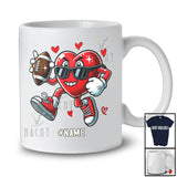 Personalized Heart Playing Football; Joyful Valentine Hearts Sunglasses; Custom Name Player T-Shirt