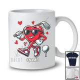 Personalized Heart Playing Golf; Joyful Valentine Hearts Sunglasses; Custom Name Player T-Shirt