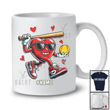 Personalized Heart Playing Softball; Joyful Valentine Hearts Sunglasses; Custom Name Player T-Shirt