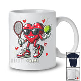 Personalized Heart Playing Tennis; Joyful Valentine Hearts Sunglasses; Custom Name Player T-Shirt