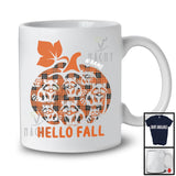 Personalized Hello Fall; Cute Halloween Thanksgiving Pumpkin Shape Plaid; Custom Name Raccoon T-Shirt