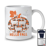 Personalized Hello Fall; Cute Halloween Thanksgiving Pumpkin Shape Plaid; Custom Name Sheep T-Shirt