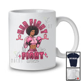 Personalized Her Fight Is Our Fight; Lovely Breast Cancer Custom Name Afro Women; Warrior Proud T-Shirt