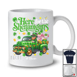 Personalized Here For Shenanigans; Lovely St. Patrick's Day Custom Name Axolotl On Plaid Truck T-Shirt